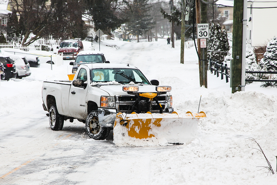 norwalk, ct, usa december 17, 2020: snow plowing truck on taylor